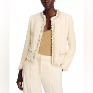 NWT Kobi Halperin Cream Lando Fringe Trim Jacket, size S